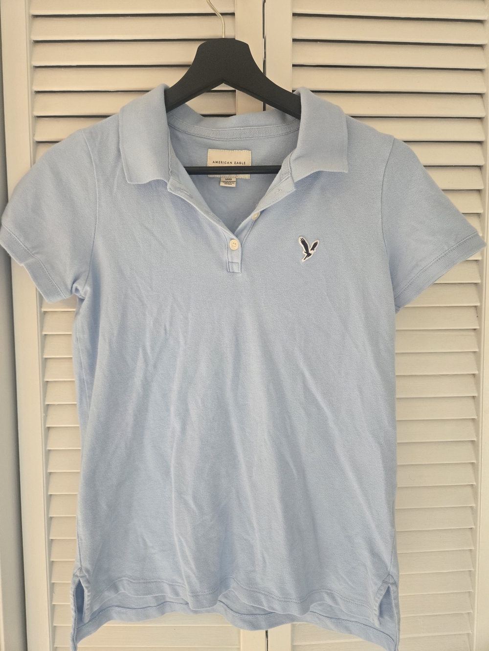 American Eagle Outfitters Light Blue Polo Shirt with Embroidered Logo